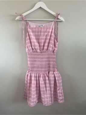 Pretty Little Thing Pink Plaid Tie-Shoulder Sundress